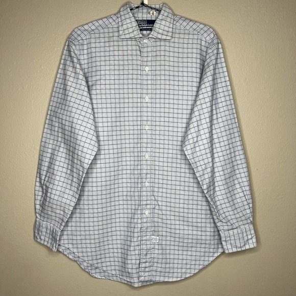 Polo Ralph Lauren Blue Plaid & White Long Sleeve Button-Up Shirt - Picture 9 of 9